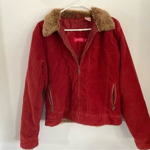 PAZZO Rust Corduroy Jacket with Quilted Lining + Faux Fur collar